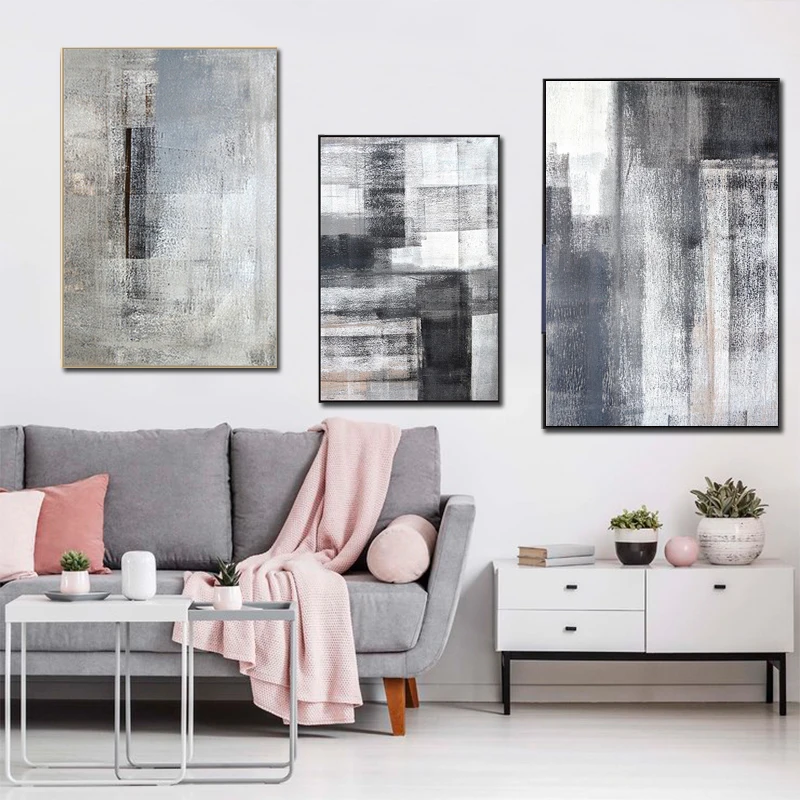 Modern Simplicity Abstract Gray Canvas Paintings Modular Pictures Wall Art Poster Living Room Decoration No Framed | Дом и сад