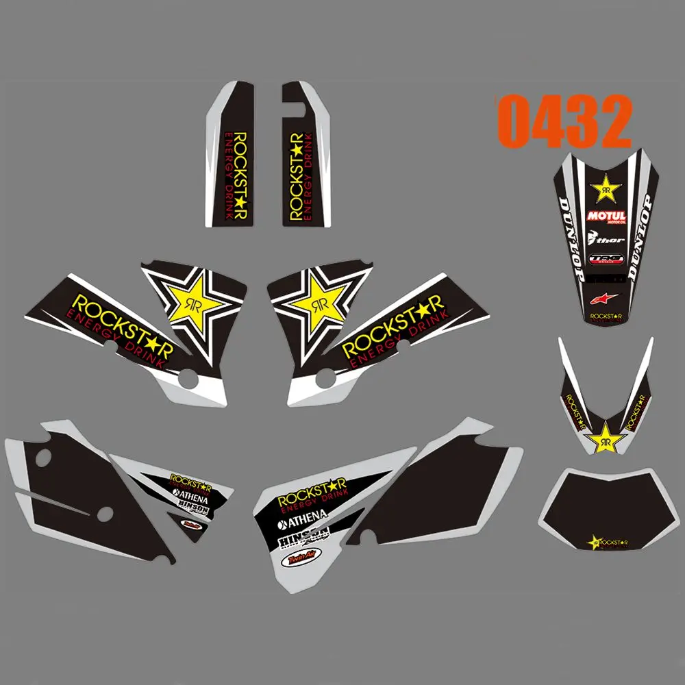 

Full Graphics Decals Stickers Kit Custom Number Name Glossy Stickers Waterproof for KTM 125 200 250 300 400 450 525 EXC 2004