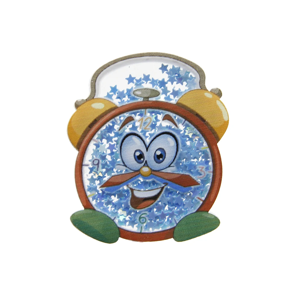 

David accessories 5pcs/lot Clock Back To School Liquid Quicksand Sequins Acrylic DIY Bow Bag Patch Shakers Decoration,5Yc8234