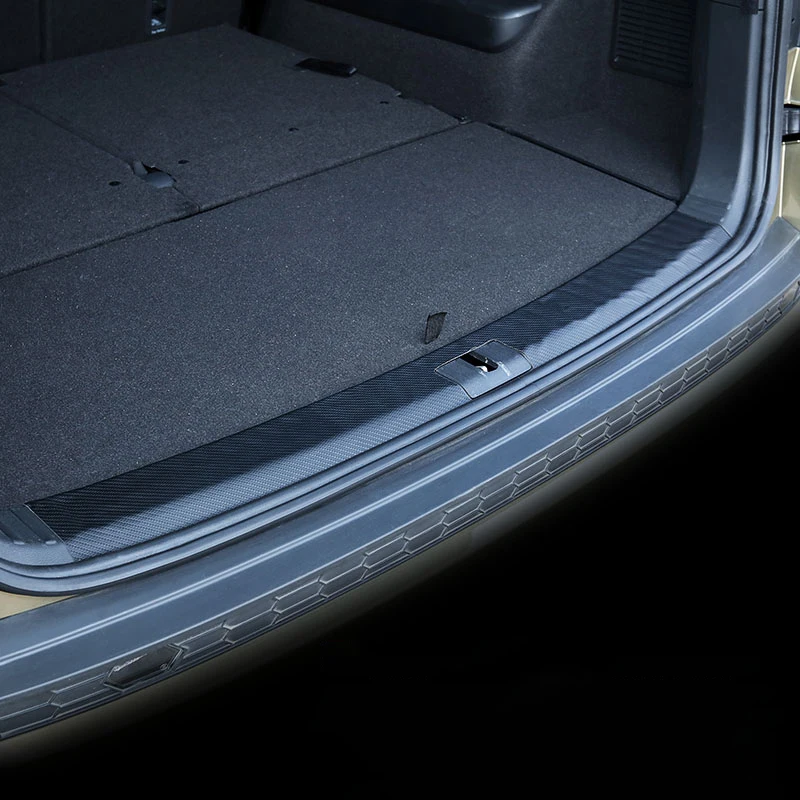Lsrtw2017 волоконно-кожаная Накладка на порог багажника автомобиля защитная наклейка для Skoda Kodiaq интерьерные молдинги аксессуары