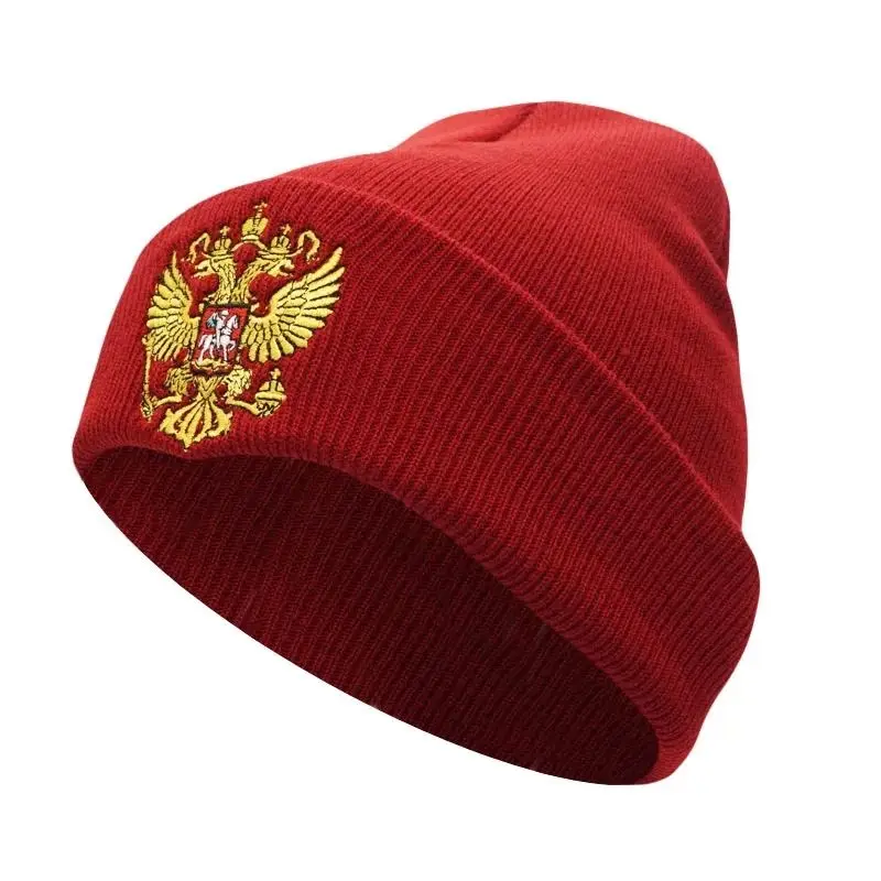 Warm Knitted Hats Russian Double-headed Eagle National Emblem Commemorative Badge Skullies Caps Mens Caps Hip-hop Winter Beanies beanie skully hat