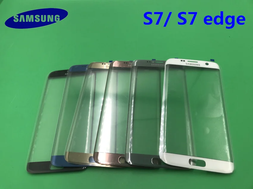 Передний экран стекло объектив samsung Galaxy S7/S7 Edge G930F G935F Задняя крышка батареи задняя дверь корпус с клеем