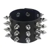 Bracelet en cuir PU pour hommes, à trois rangées, pointes de rivets, large manchette, Punk, Rock gothique, unisexe, bijoux ► Photo 2/6