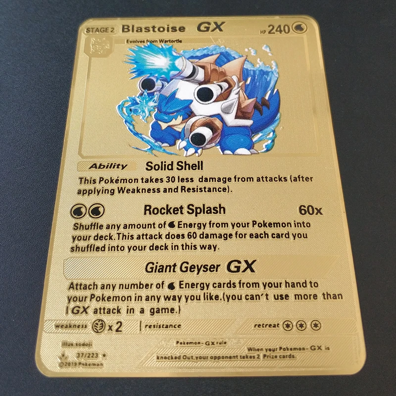 6 стилей листов Pokemon металлическая карта Blastoise серия Золотая коллекция подарок