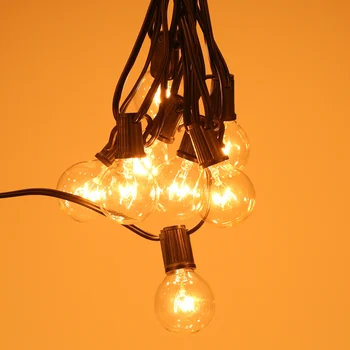 

LED Light String Outdoor String Lights with 25 G40 E12 Base Socket Holder Bulbs Waterproof Hanging Light LED String Light Bulb