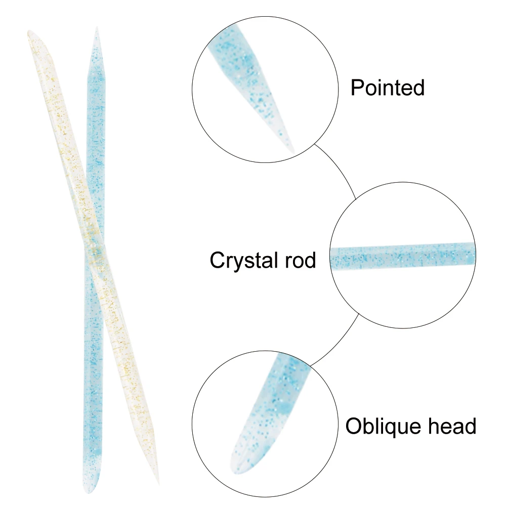 Palillo de cristal reutilizable para manicura, herramienta para el cuidado de las cutículas y la pedicura, de doble extremo, 25, 50 o 100 unidades