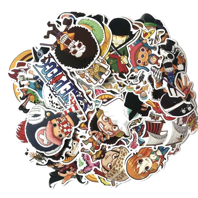 

60pcs Anime 2019 ONE PIECE Luffy Stickers For Car Laptop PVC Backpack Home Decal Pad Bicycle PS4 waterproof Decal