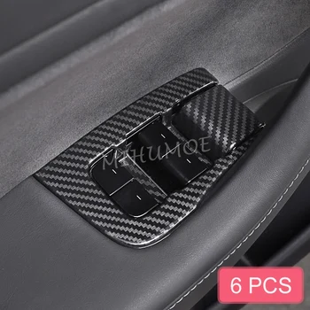 

For Tesla Model 3 2018 2019 2020 LHD Interior Door Window Switch Panel Cover Trims Carbon Fiber