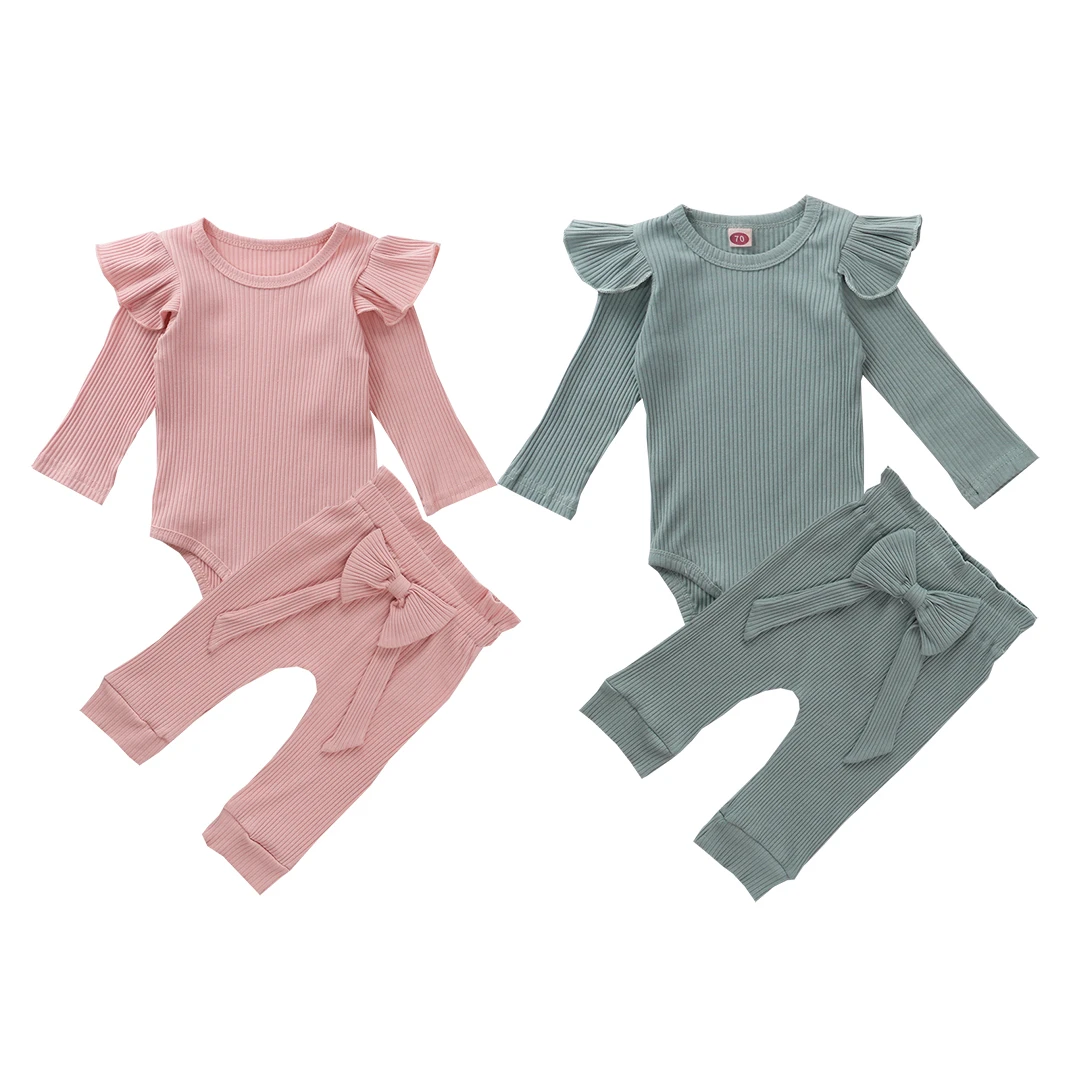 Bow Pants Outfits Romper Jumpsuit Clothes Baby's Sets 024m