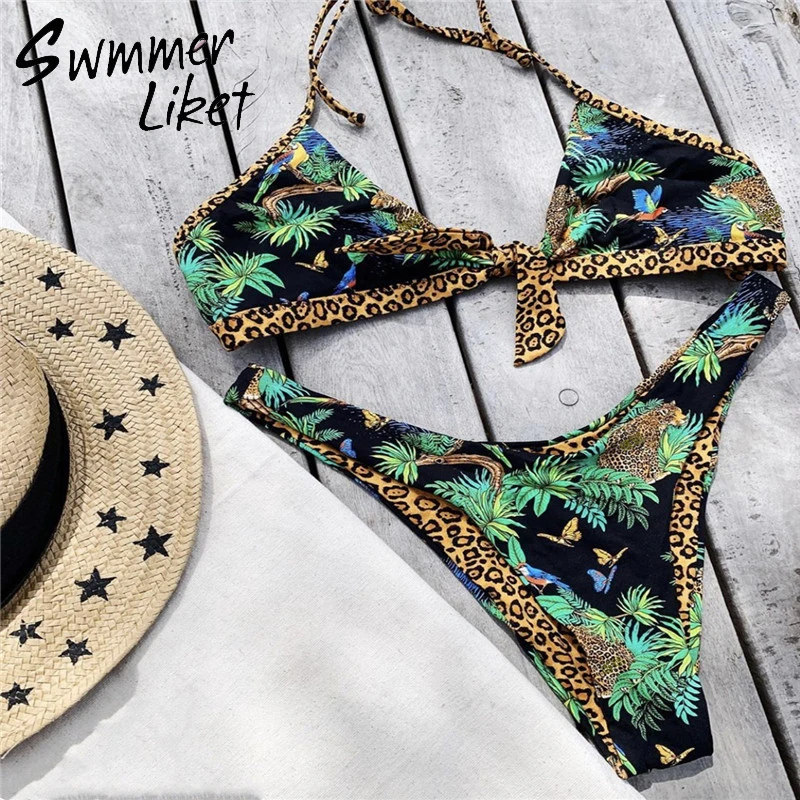 

Sexy ruffle bikini set 2020 Triangle push up swimsuit female Print swimwear women Bathers bathing suit Summer swimming suit new