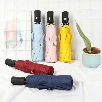 

Solid 8 Bone Business Triple Automatic Umbrella Foldable Sun Protection UV Protection Men Women Dual-Use Sunshade Rain Umbrella