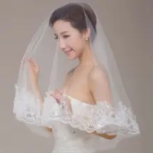 ГОРЯЧАЯ 1,5 м белого/бежевого цвета автомобиль кости вышитые блестками Элегантные вуали невесты