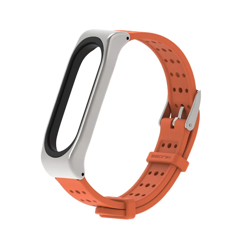 Mi Band 4 ремешок силиконовый мягкий для Xiaomi mi ремешок 3 ремешок металлическая рамка чехол смарт-часы браслет mi Band 4 Correa черный розовый синий - Цвет ремешка: Orange