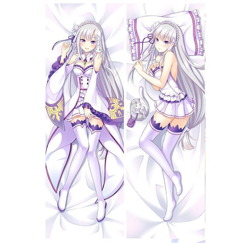 Двусторонняя декоративная 3d-подушка в японском стиле с рисунком аниме Re:Zero Emilia
