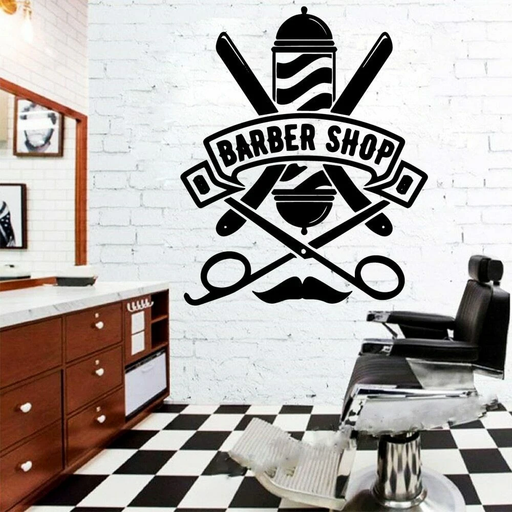 Creative Barber Shop Wall Stickers Vinyl Barber Shop indoor Design Wall  Decals Barber Hair Salon Decor Removable Wallpaper X270|Wall Stickers| -  AliExpress