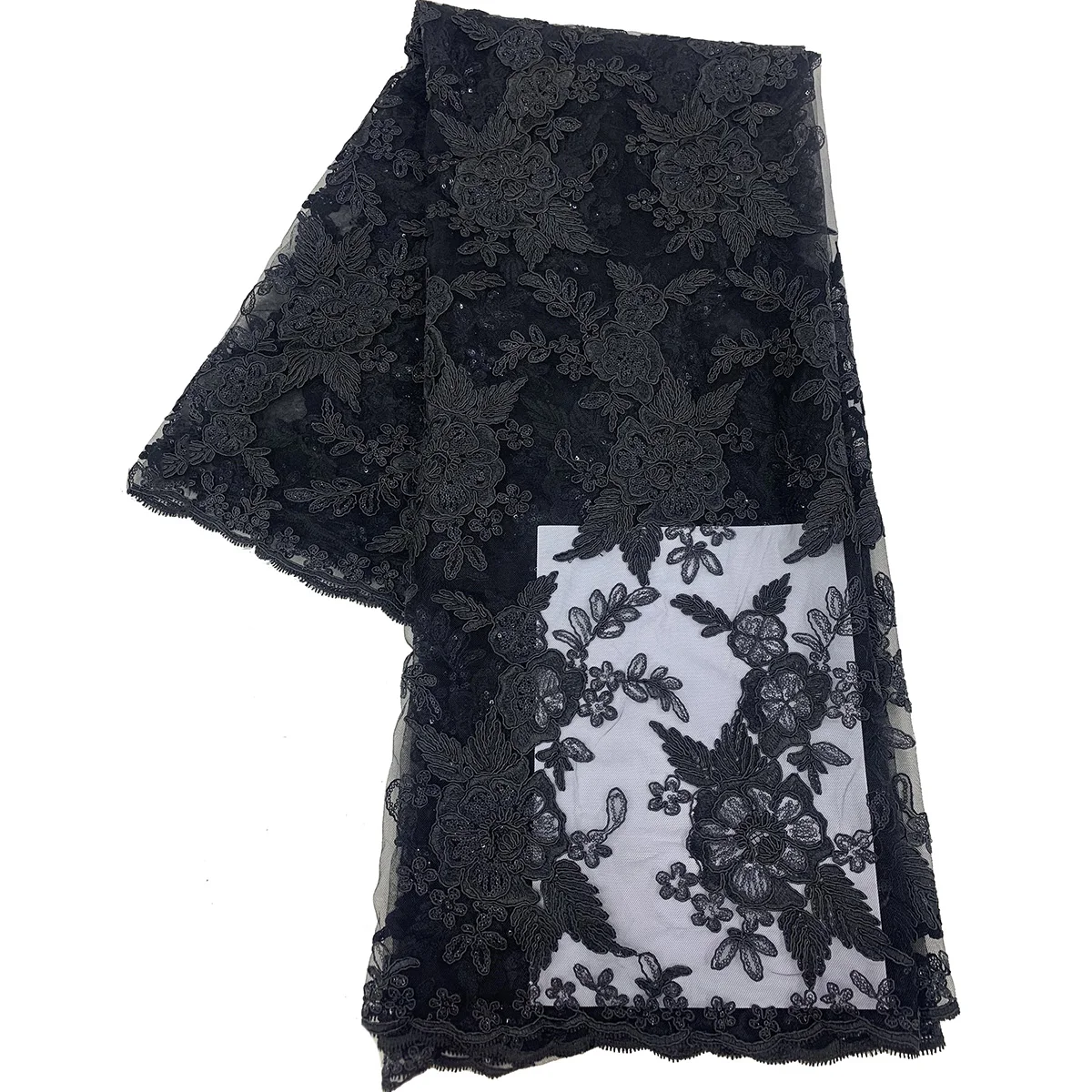 

Luxury French Champagne Bridal Wedding Embroidered Sequins Mesh Tulle By 5 Yards For Party Dress Lady Polyester Yarn Lace Fabric