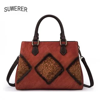 

SUWERER fashion real leather cowhide Female bag genuine cowhide leather bag women luxury handbags designer leather shoulder bag