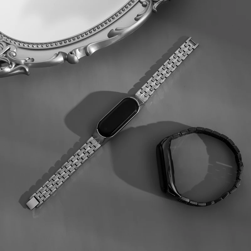 for Mi Band 5 4 3 6 Strap Compatible Xiaomi Mi Band 5 Strap Metal Stainless Steel Miband 6 Wristband Bracelet Global Version NFC