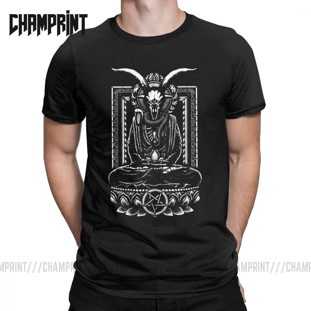 Мужская футболка Baphomet Crazy хлопковая с коротким рукавом изображением сатанина