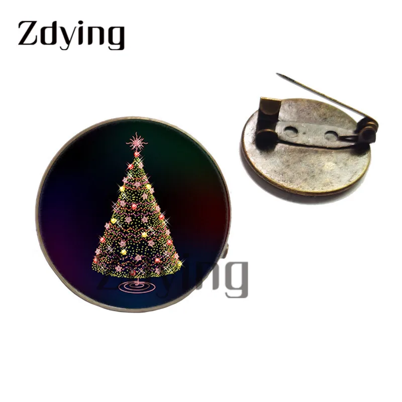 Zdying 20 мм/25 мм 2019 Merry Christmas Металлические Булавки значок Броши стекло кабошон
