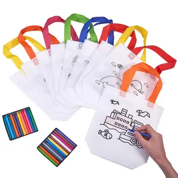

16pcs Non-Woven Eco-Friendly Coloring Graffiti Tote Bags