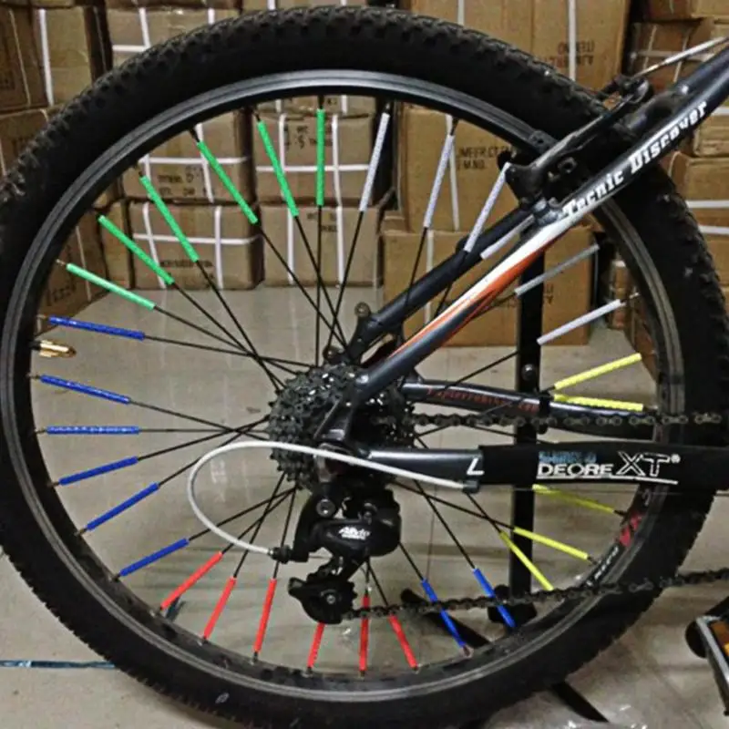 MTB дорожный велосипед Предупреждение тонкой работы полосы Открытый Велоспорт велосипед Легкая установка красивый отражатель на колесо спица