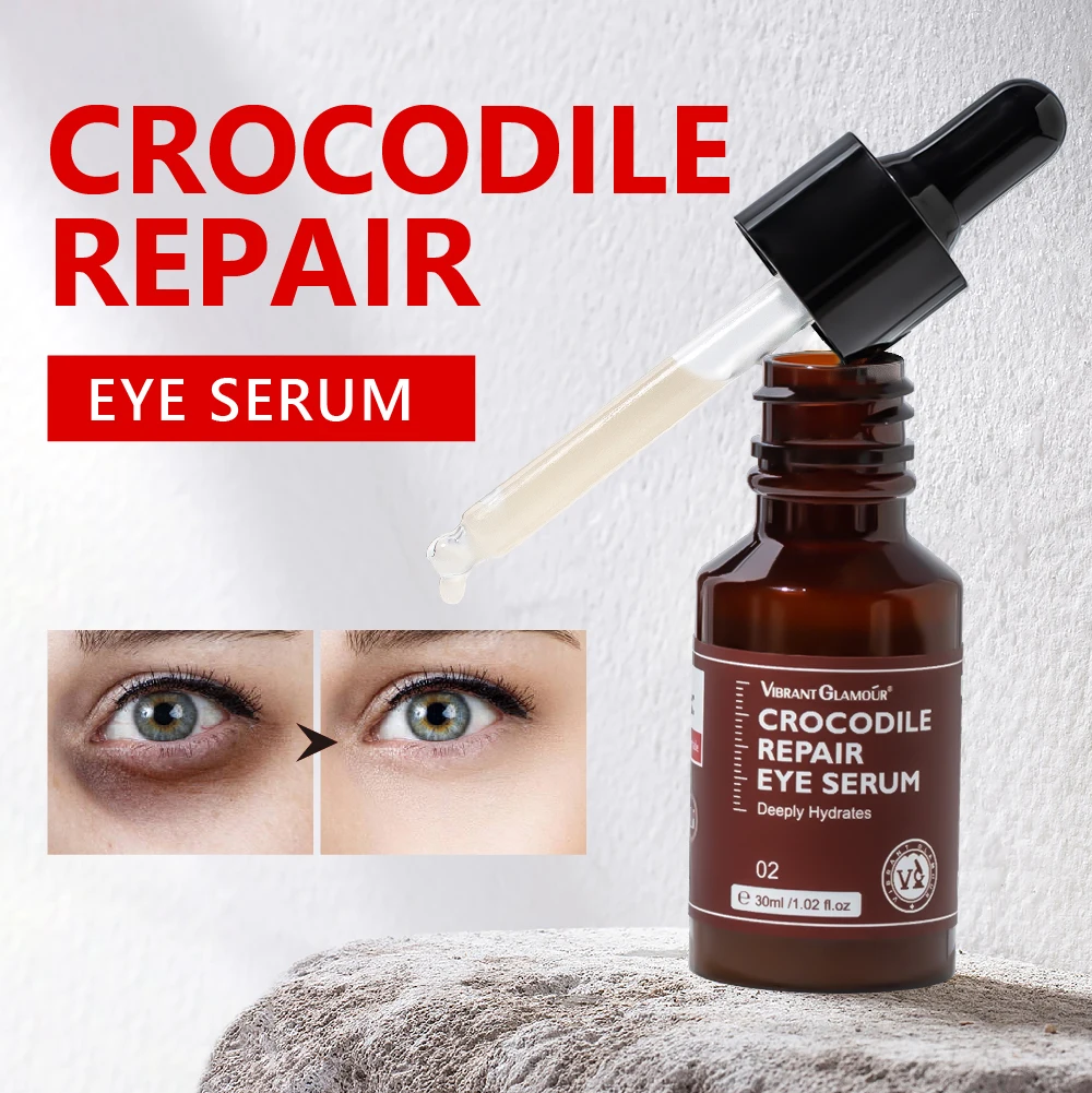 VIBRANT GLAMOUR Crocodile Eye Serum Against Dark Circles Fade Eye Puffiness Anti-Aging Lifting Firming Deep Eye Skin Care 30ml