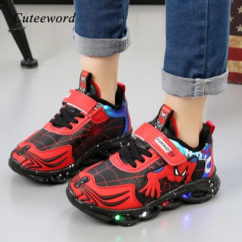 

Casual Boys Shoes Children Sneakers Winter Plus Velvet Warm Kids Cotton Shoes Light Up Luminous Shoes Boys Running Sneakers