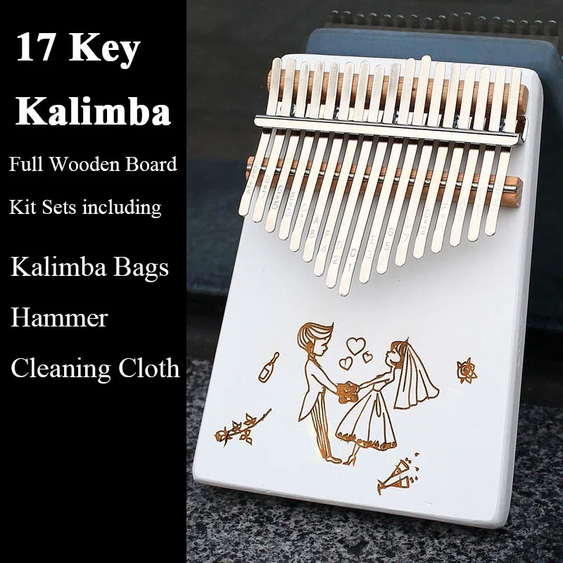 Kalimba 17 клавишный белый большой палец фортепиано полный доска тела Музыкальные инструменты популярная клавиатура калимба с Мелодия молоток и сумка - Цвет: 07