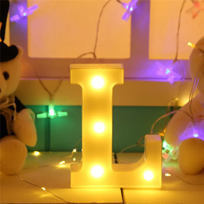 DIY 26 английские буквы светодиодный ночной Светильник Marquee знак Алфавит 3D настенный ночной Светильник домашняя одежда для свадьбы, дня рождения Декор - Цвет: L