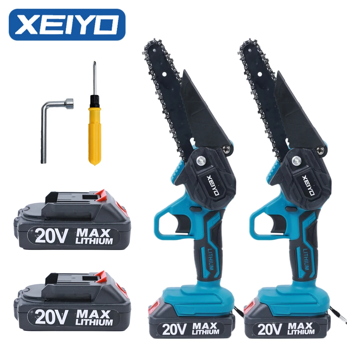 XEIYO 6 Inch Electric Chainsaw 20V Man Chain Saw Mini Pruning Trimmer Cutter Rechargeable Battery Hand Woodworking Power Tools |