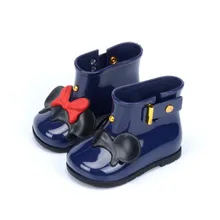 Dessin animé enfants filles botte de pluie papillon-noeud imperméable garçon filles chaussures filles anti-dérapant chaussures de pluie enfant en bas âge bébé garçons bottes(China)