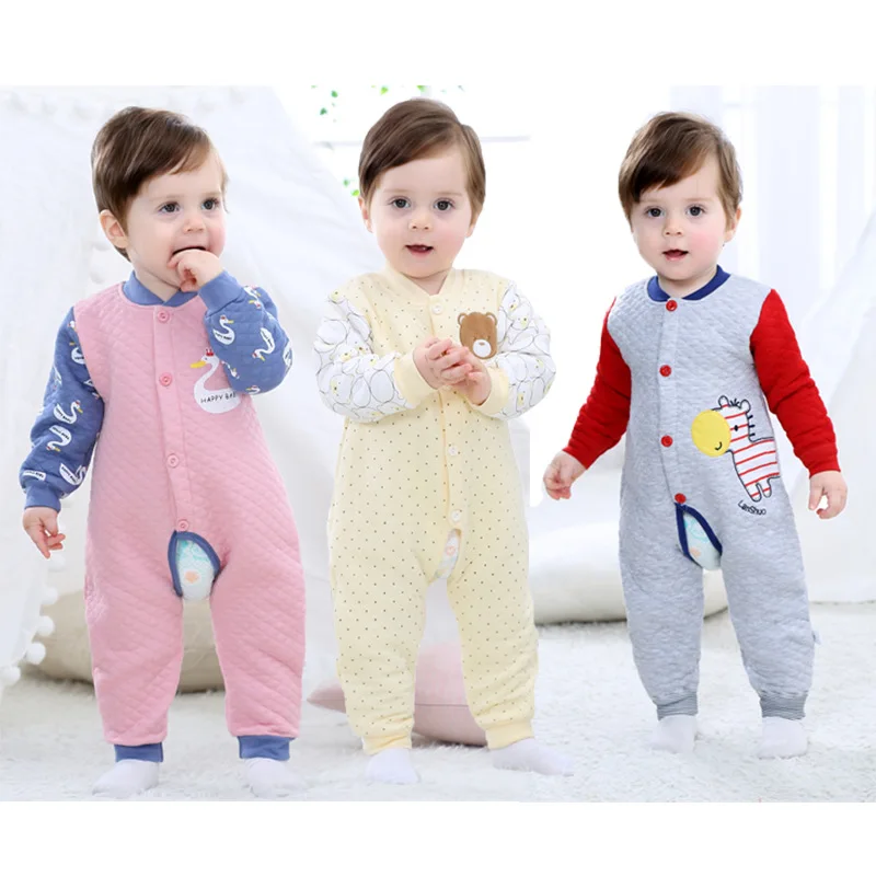 

Baby Onesie Climbing Clothes Romper Newborns Clothing Spring Autumn Winter New Style Baby Three Layer Warm Padded