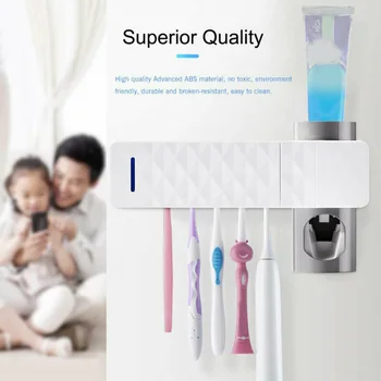 

UV-Light Ultraviolet Toothbrush Holder Cleaner + Automatic Toothpaste Dispenser Toothbrush & Toothpaste Holders