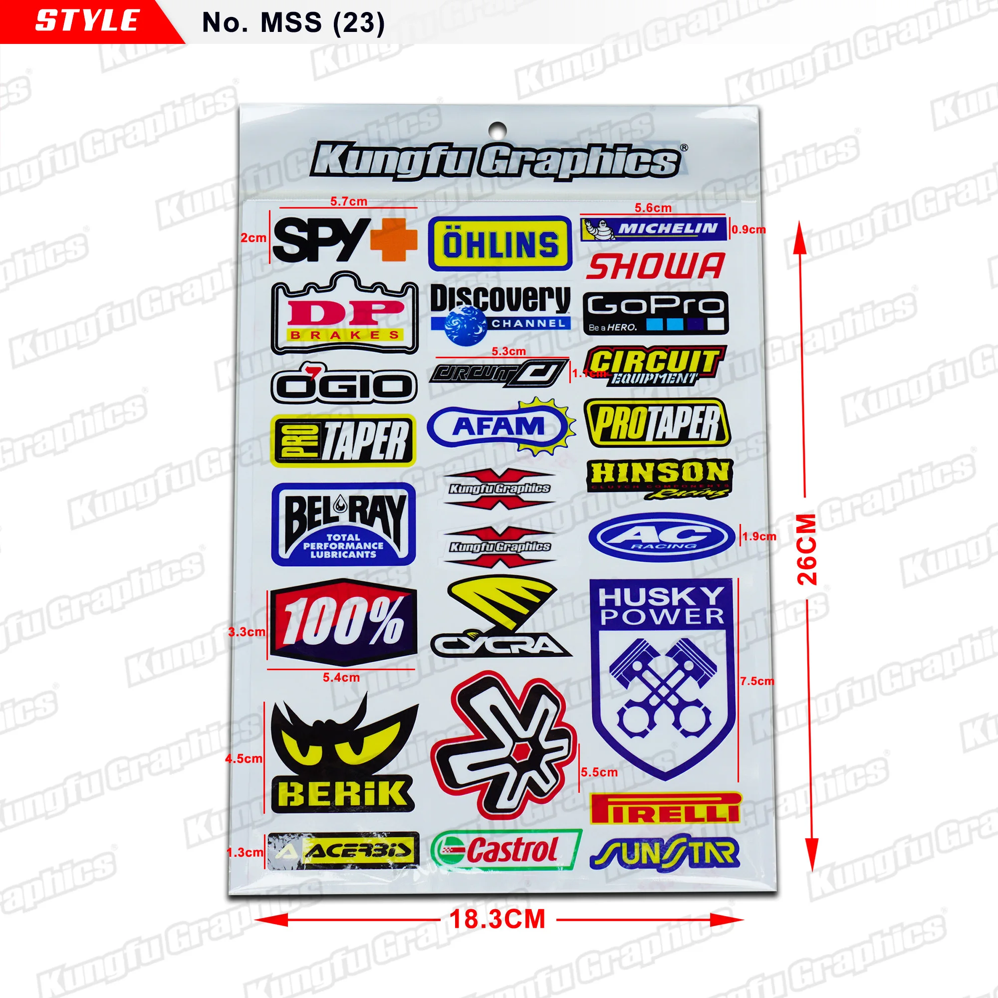 Графические микро наклейки KUNGFU логотип спонсора красочные веселые виниловые для