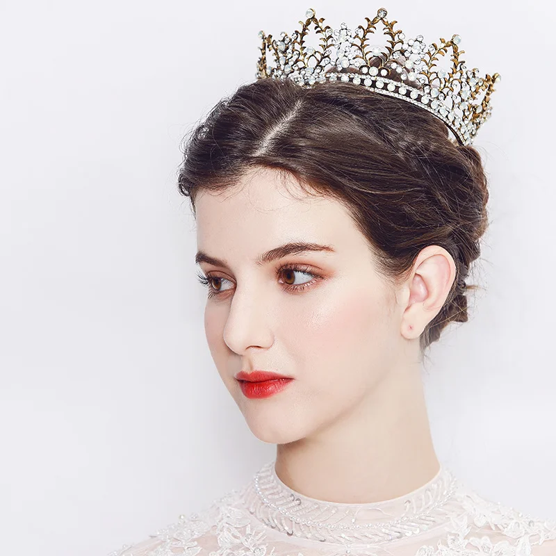 Новая круглая свадебная корона FUN BEAUTY инкрустированная Цирконом в стиле барокко