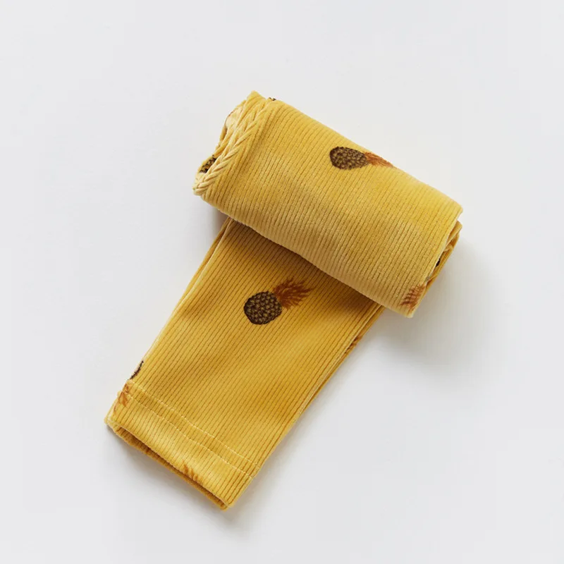 yellow pineapple Цветные леггинсы для девочек; сезон весна-осень; детские брюки; обтягивающие детские брюки; школьные брюки для подростков; Модная одежда для малышей - Цвет: yellow pineapple