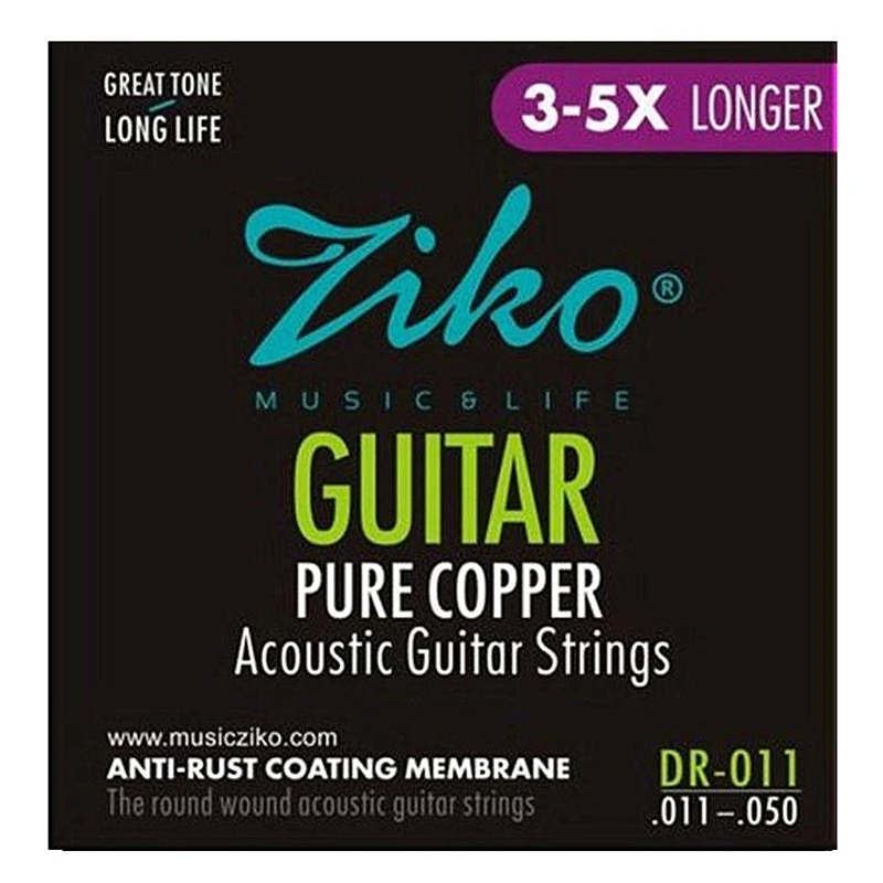 Струны для акустической гитары Ziko 011 050 Dr антикоррозийные струны из чистой меди