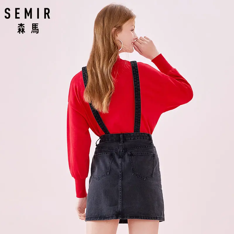 Женский комбинезон с вышивкой SEMIR джинсовый эффектом потертости из