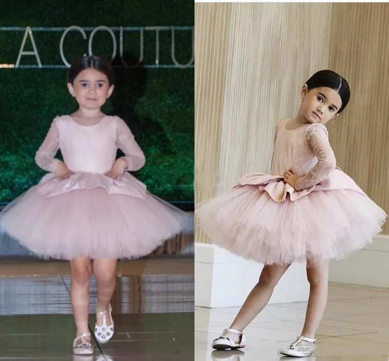Blush Roze Bloem Meisje Jurk voor Wedding Jewel Lange Mouwen Kinderen Formele Slijtage Communie Jurk Peplum Meisjes Pageant Gown Blush Roze Bloem Meisje Jurk voor Wedding Jewel Lange Mouwen Kinderen Formele Slijtage Communie Jurk Peplum Meisjes Pageant Gown
