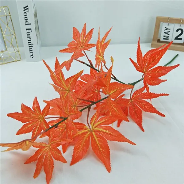 10P Fake Single Stem Meple Leaf(2 stems/piece) 30.71" Length Simulation Autumn Greenery for Home Decorative Artificial Plants - Цвет: Красный