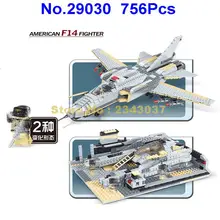 29030 756 шт 2в1 военная армия США f14 истребитель строительный блок игрушка