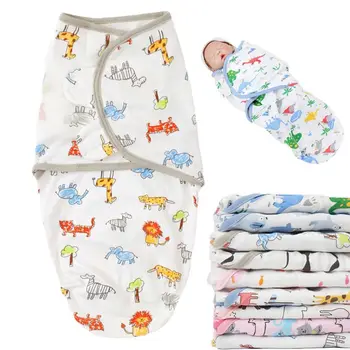 

Baby Soft Cotton Receiving Blanket Adjustable Infant Swaddle Wrap Cute Sleepsack