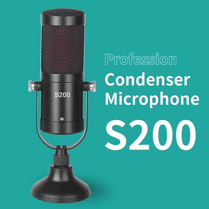

S200 Profession Tabletop Condenser Microphone XLR for PC Computer Gaming Stream Microphone for Singing Karaoke studio micro