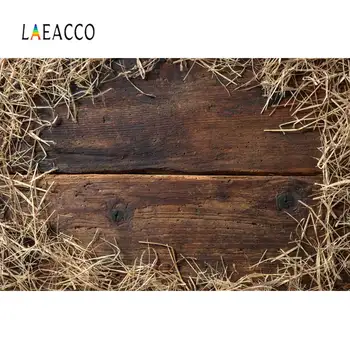 

Laeacco Dark Hardwood Planks Hay Nest Grass Baby Newborn Portrait Photography Backdrops Photo Background Photocall Photo Studio