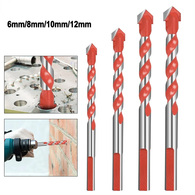 6/8/10/12mm Multifunctional Glass Drill Bit Triangle Diamond Drill Set