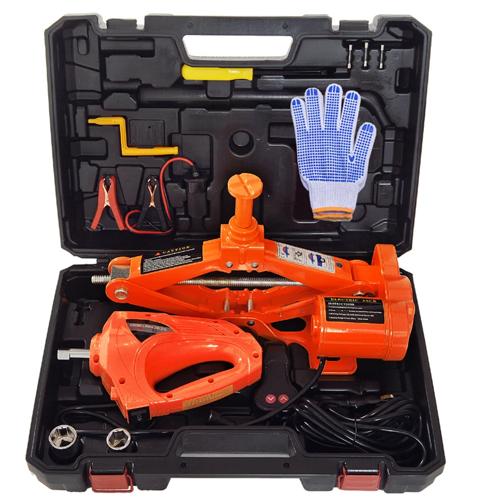 3 Ton 12V DC Scissor Lift Jacks Electric Jack Lifting Car SUV Emergency Equipment Impact Wrench with Controller Automotive Electric Car Jack