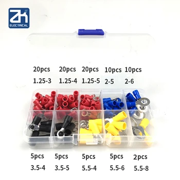 

(102PCS 10Kinds RV) Ring Terminal Electrical Crimp Connector Kit Copper Wire Insulated Pin End Docking Box