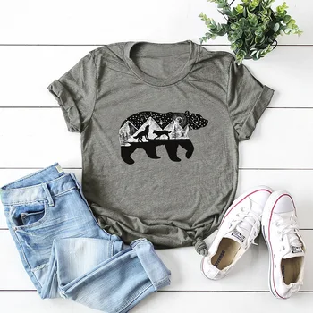 

Shirt Tee Vogue Summer Tops Female Gray Clothes Van Gogh Oil Print Round