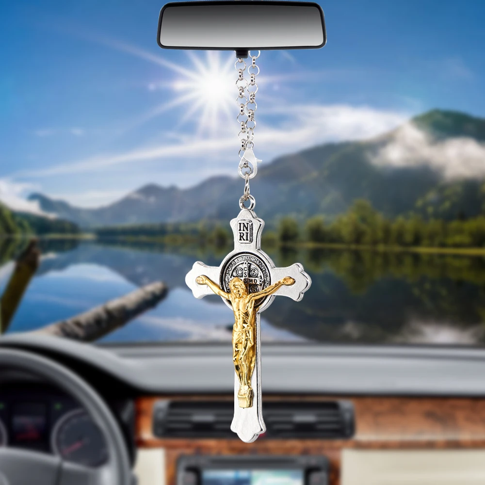 Ciondolo Per Auto Gesù Crocifisso Croce Ornamenti Charms Specchietto Retrovisore Decorazione Appeso Decorazioni Auto Accessori Auto Regali Per Lo Styl